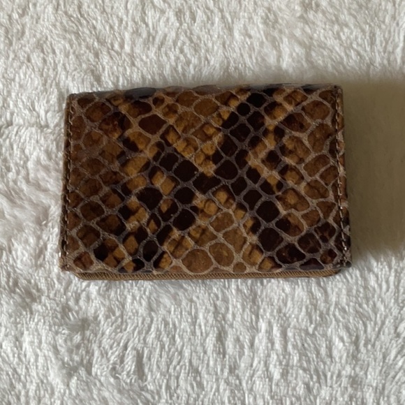 Michael Kors Snakeskin Pattern Card Holder with Gold Logo - Picture 2 of 5